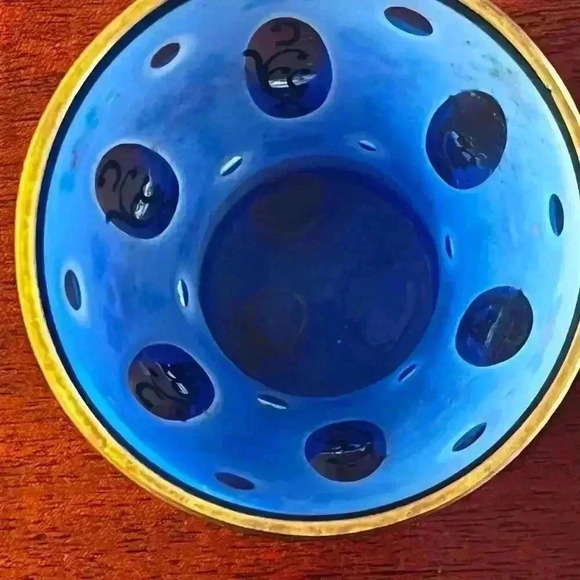 Bohemia Czech Table Vase white clear cut to blue glass design Pokal Goblet Vase - Picture 6 of 9